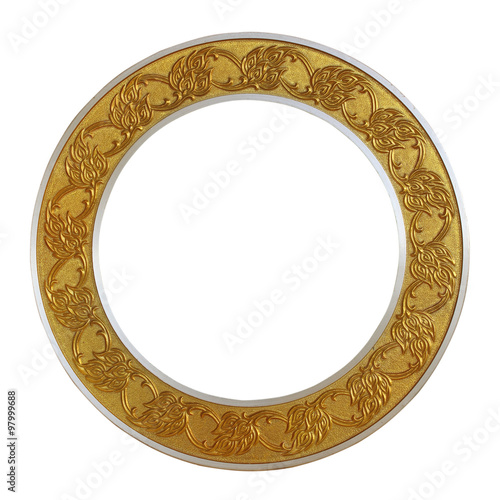 Foto Frame golden circle on isolated white background.