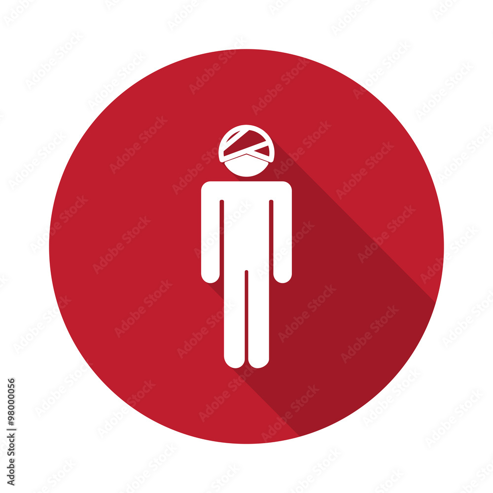 Flat Head icon with long shadow on red circle Flat Head icon with long shadow on red circle