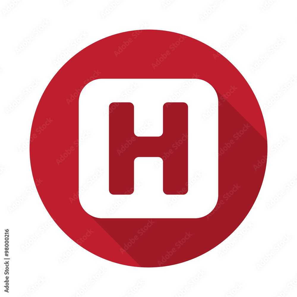 Flat Helicopter Platform icon with long shadow on red circle Flat Helicopter Platform icon with long shadow on red circle