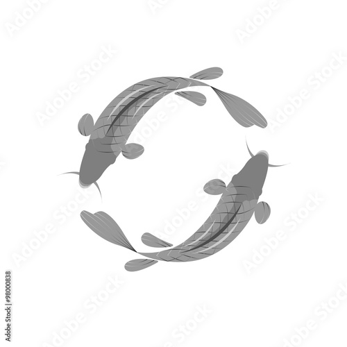 Illustration of two fish. Symbol of Feng Shui brings wealth, happiness, luck.