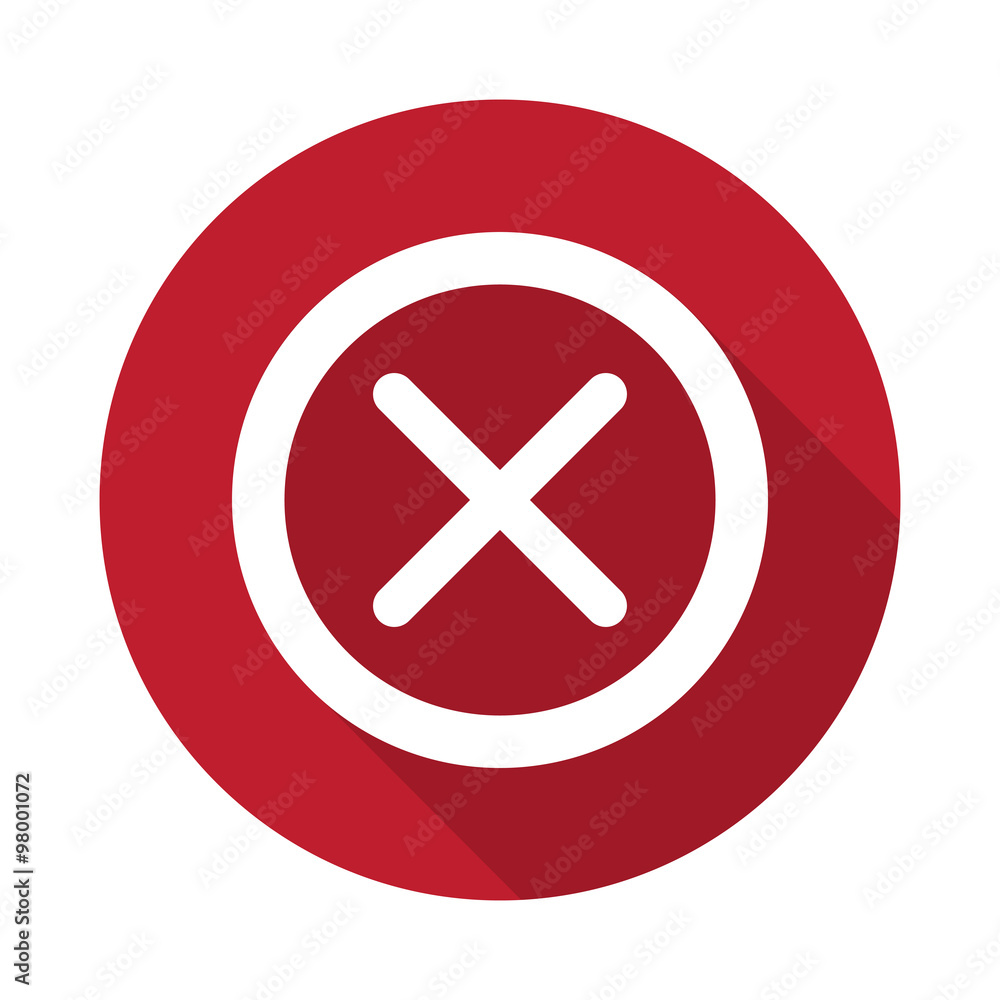 Flat Cancel icon with long shadow on red circle Flat Cancel icon with long shadow on red circle