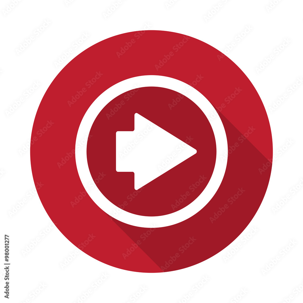 Flat Arrow Right icon with long shadow on red circle Flat Arrow Right icon with long shadow on red circle
