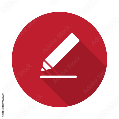 Flat Sign Here icon with long shadow on red circle