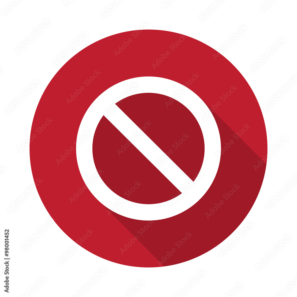 Flat Forbidden icon with long shadow on red circle Flat Forbidden icon with long shadow on red circle