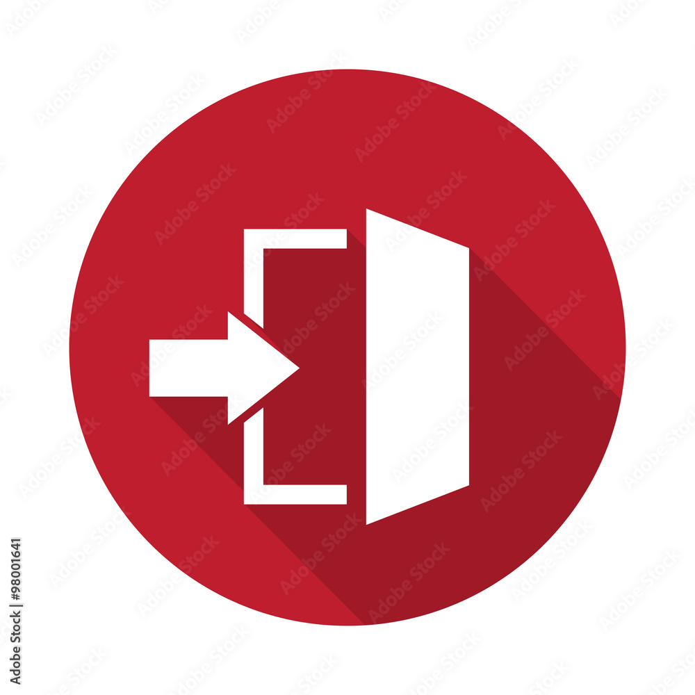 Flat Enter icon with long shadow on red circle Flat Enter icon with long shadow on red circle