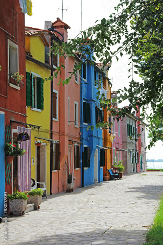 Colorful apartment building in Burano  Venice  Italy.