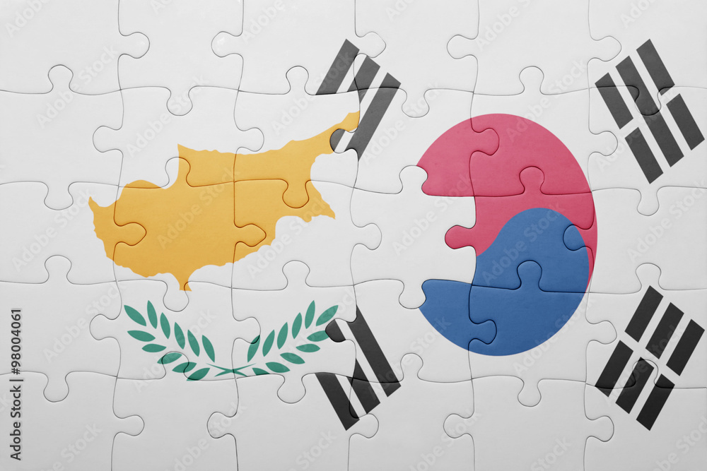 puzzle with the national flag of cyprus and south korea