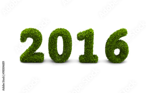 2016 new year grassed concept isolated on white background