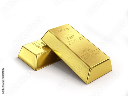 Business financial banking concept: set of gold ingots isolated