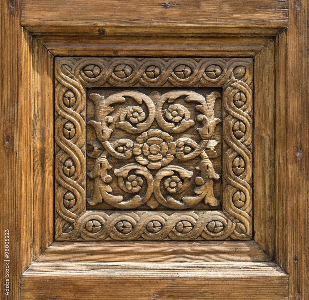  fragment of a carved wooden door
