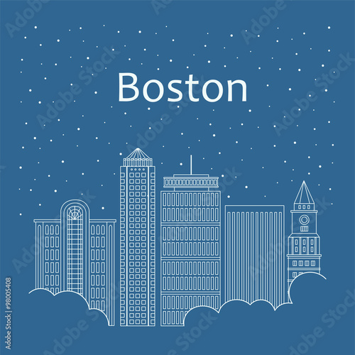 Night city in a flat style for banners, posters, illustration, games, background.