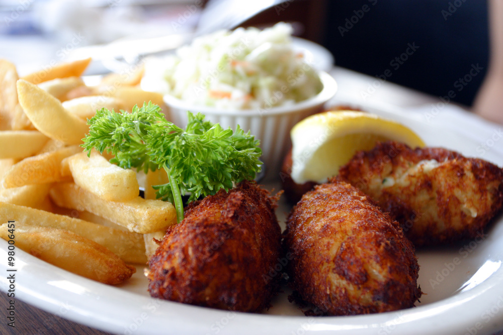 Breaded scampi tails with salad leaves .. Breaded scampi tails with salad leaves ..
