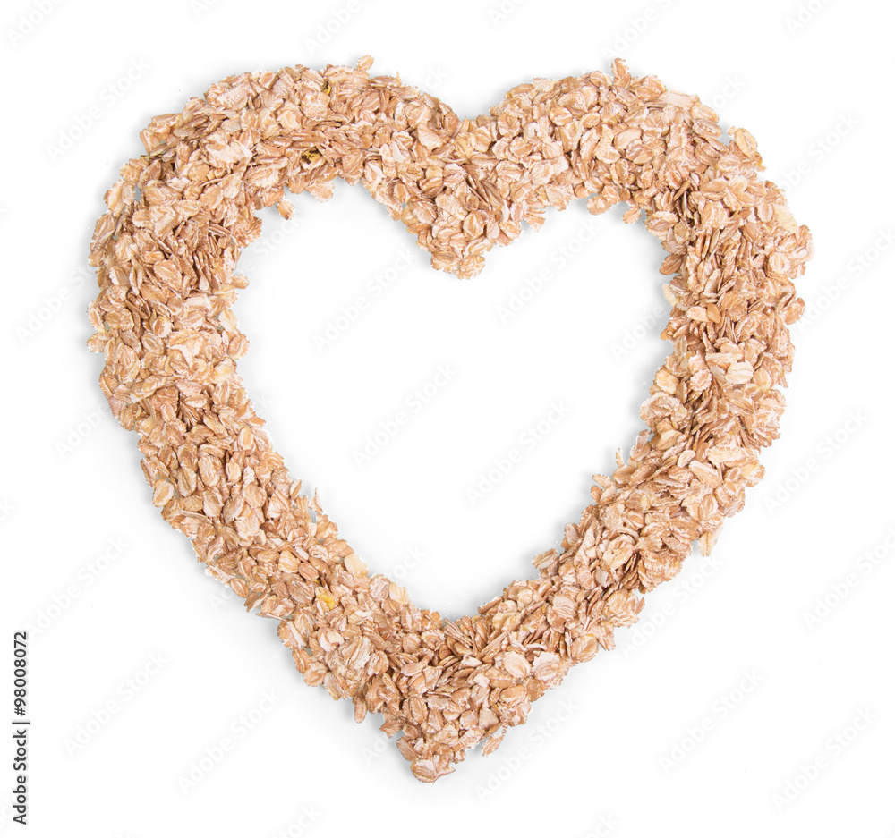 Oat flakes lying in a heart-shaped Oat flakes lying in a heart-shaped