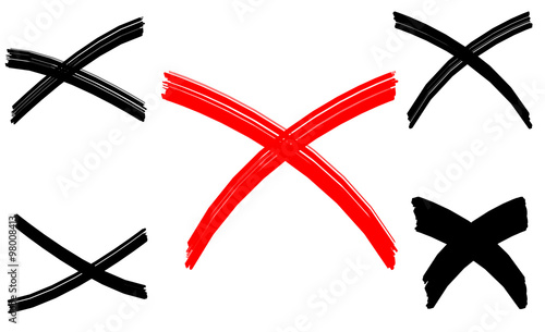 Black and red vector crosses outline set photo