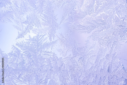 Beautiful Closeup Winter Colorful Background With Icy Frost Patterns