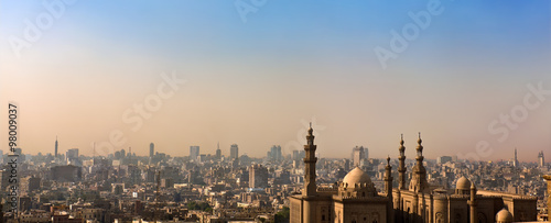 Egypt. Cairo. Cityscape seen from the Saladin Citadel. There are the Mosque-Madrassa of Sultan Hassan and the Mosque of Al-Rifai (right side) #98009037