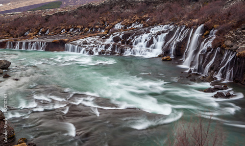 hraunfossar cascade  waterfall in Iceland. #98010263