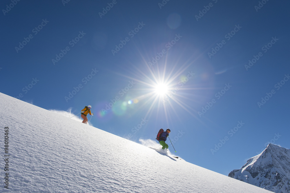 powder downhill skiing