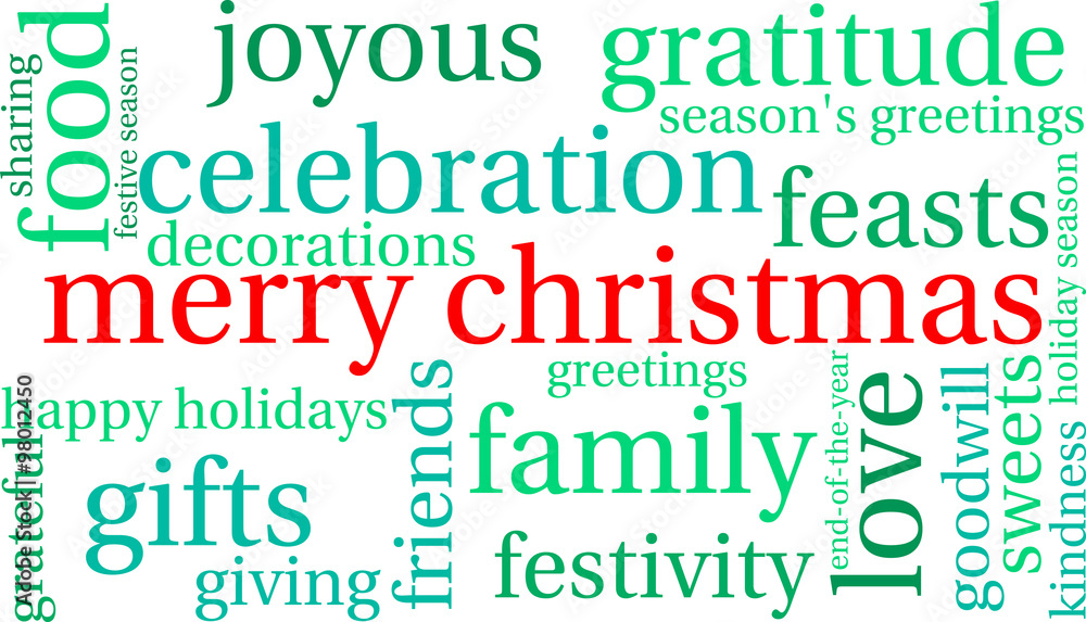 Obraz premium Merry Christmas word cloud on a white background.