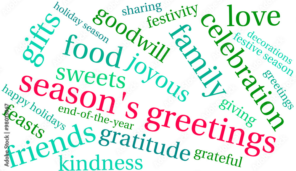 Season's Greetings word cloud on a white background. Season's Greetings word cloud on a white background.