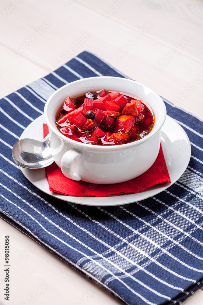 Ukrainian and russian national red borscht. Ukrainian and russian national red borscht.