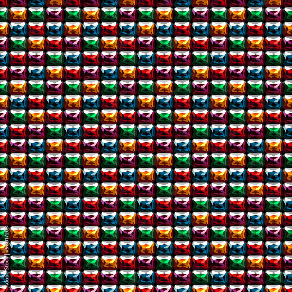 Seamless vector pattern. Abstract symmetrical background with little colorful gems Seamless vector pattern. Abstract symmetrical background with little colorful gems