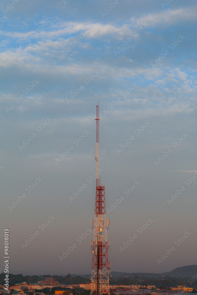 A telecommunication tower in city A telecommunication tower in city