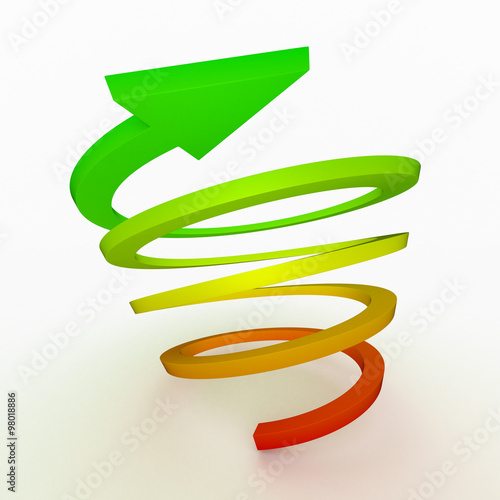 Colored ascent arrow, spiral