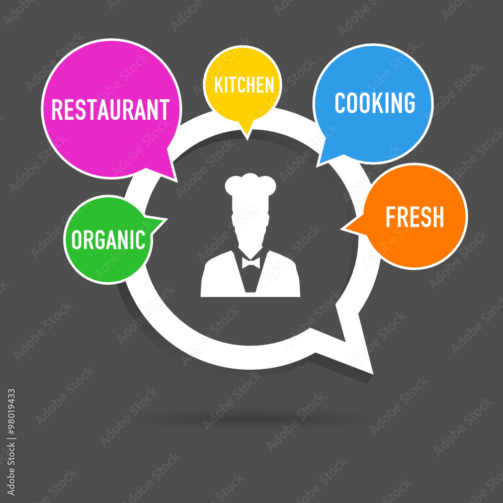 cooking icon with speech bubble pointer illustration cooking icon with speech bubble pointer illustration