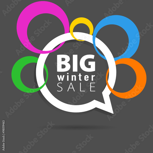 winter sale with speech bubble and circle illustration