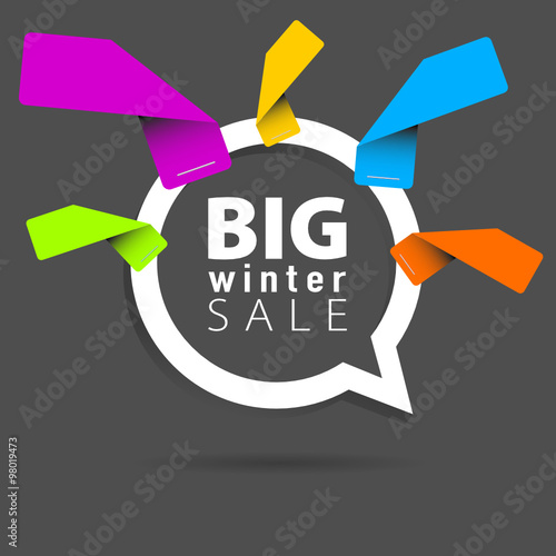 winter sale with speech bubble and sticker illustration
