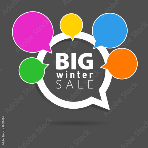 winter sale with speech bubble five color illustration