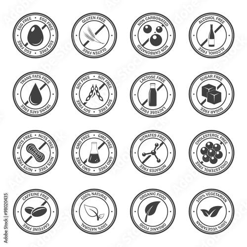 Allergen icons vector set.