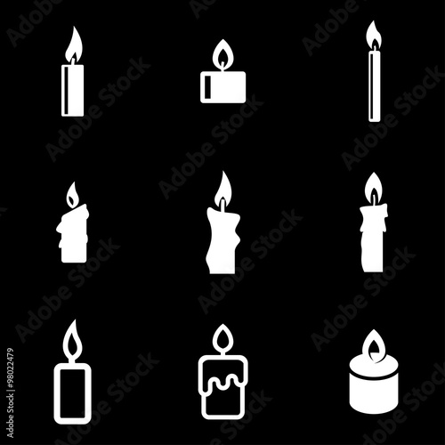 Vector white candles icon set. Сandles Icon Object, Сandles Icon Picture, Сandles Icon Image - stock vector