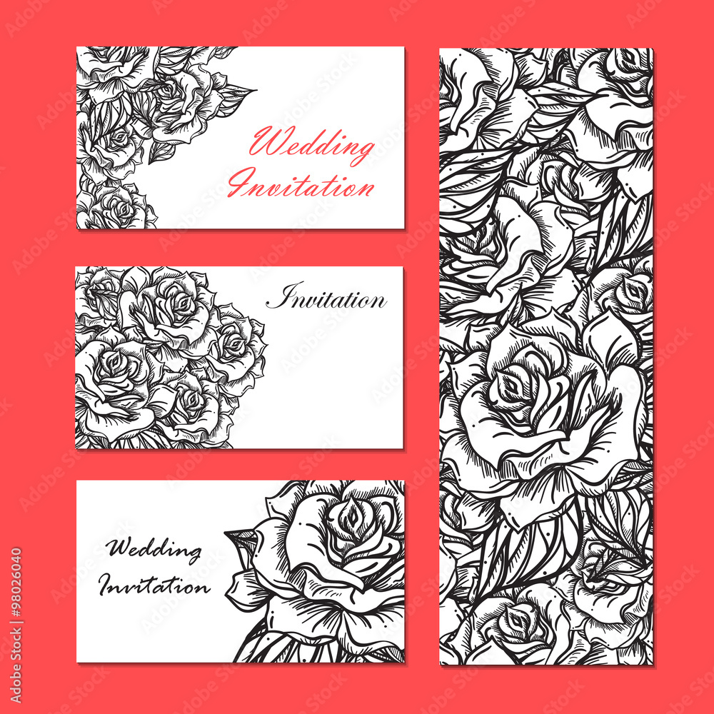 Hand Drawn Wedding Rose Invitation