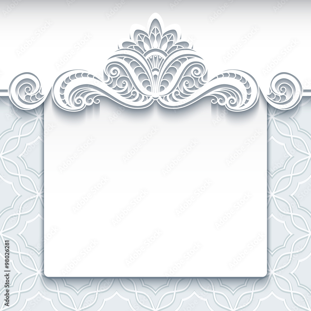 White lace background, wedding invitation template Stock Vector | Adobe  Stock