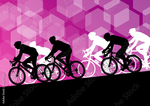 Active men cyclists bicycle riders in abstract sport landscape b