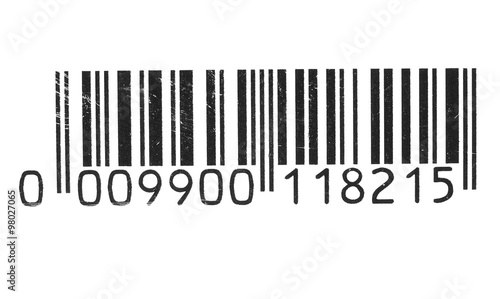 photo black barcode, tag for products isolated on white background,  with clipping path