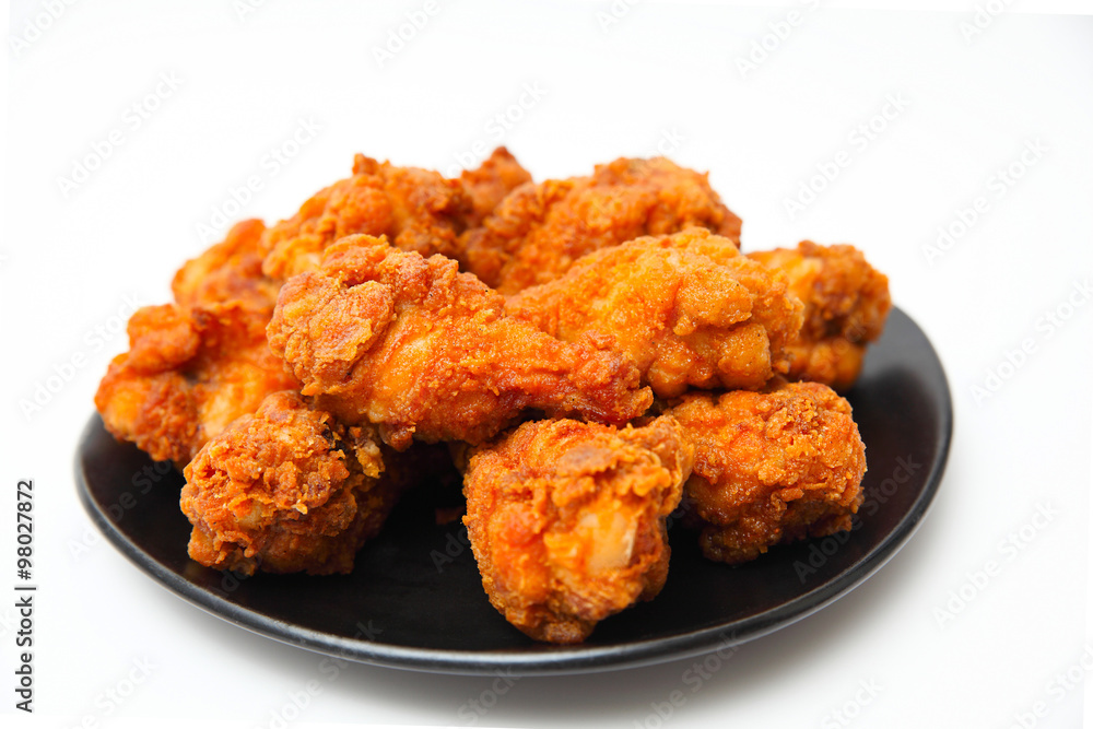 Fried chicken on white background Fried chicken on white background