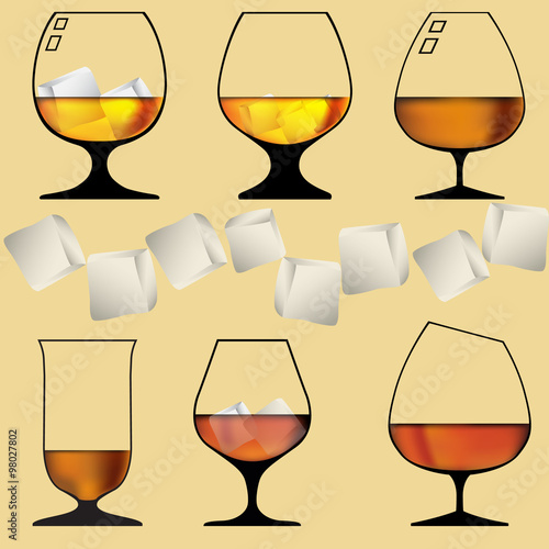 A set of glasses and glasses for alcoholic drinks. Whiskey, scot