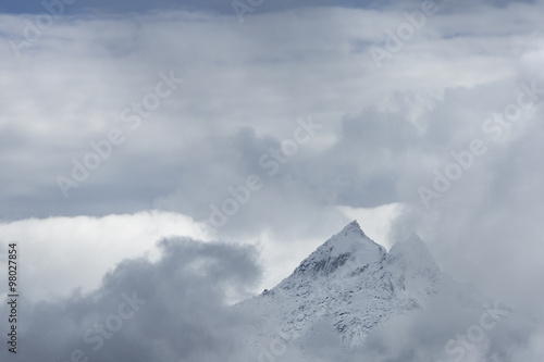 Snow covered mountain peak in the Cordillera Blanca, Peru