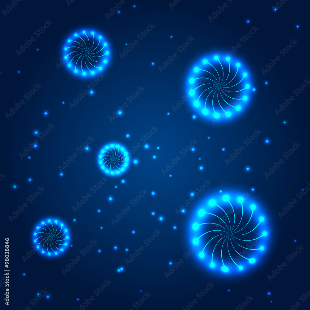 Circle of stars. Blue Abstract background.