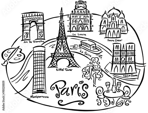 Illustrated Map of Paris, France