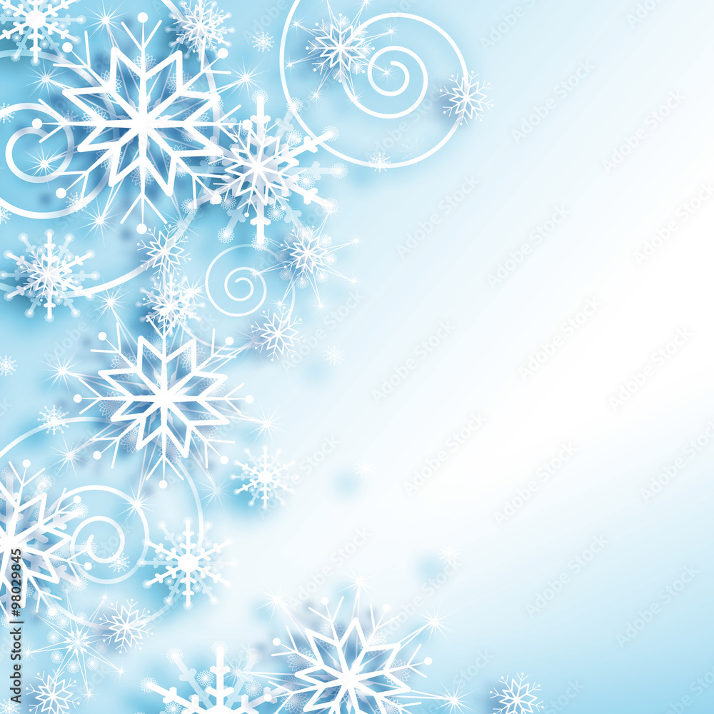 snowflakes and stars descending on background snowflakes and stars descending on background