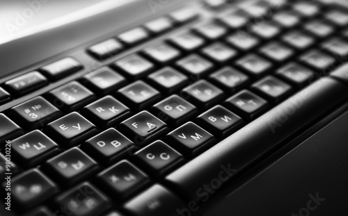 Horizontal black and white russian english computer keyboard bok