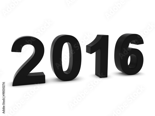 Black 2016 3D Numbers - Year Twenty Sixteen Isolated on White
