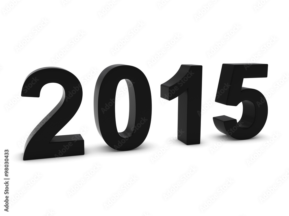 Black 2015 3D Numbers - Year Twenty Fifteen Isolated on White Black 2015 3D Numbers - Year Twenty Fifteen Isolated on White