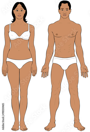 Black ethnic Man and Woman body illustration