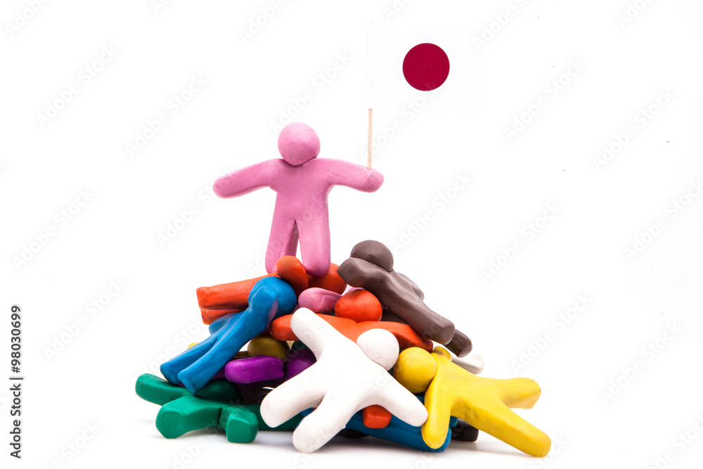 Plasticine human with Japaneese flag Plasticine human with Japaneese flag