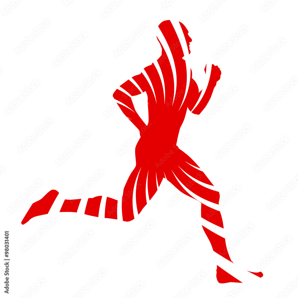 Runner silhouette. Abstract red running logo Runner silhouette. Abstract red running logo
